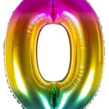 Eğlence Marketi 34'' 80 cm Gökkuşağı Folyo Rakam Balon 0