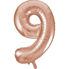 Eğlence Marketi 34'' 80 cm Rose Gold Bronze Folyo Rakam Balon 9