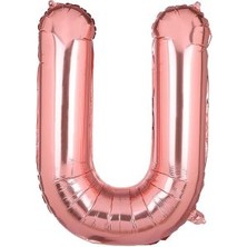 Eğlence Marketi 34'' 80 cm Rose Gold Bronze Folyo Harf Balon U