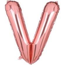 Eğlence Marketi 34'' 80 cm Rose Gold Bronze Folyo Harf Balon V