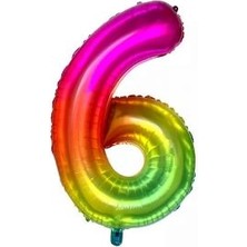 Eğlence Marketi 40'' 100 cm Gökkuşağı Folyo Rakam Balon 6