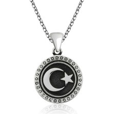 925 Gümüş Türk Bayrağı 925 Ayar Gümüş Kolye