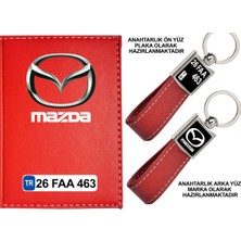 Promosyon Denizi Plakanıza Özel Mazda Logolu Kırmızı Ruhsat Kabı ve Anahtarlık