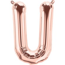 Eğlence Marketi 40'' 100 cm Rose Gold Folyo Harf Balon U