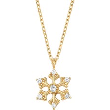 Altın Sepeti Gümüş Gold Renk Mini Kar Tanesi Kolye