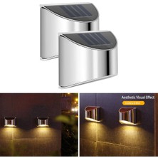 Technosmart 2ADET Solar Metal Tek Taraflı Aplik Duvar Lambası Dekoratif LED Aydınlatma Güneş Enerji