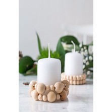 Emtory Home  Dekoratif Ahşap Boncuklu Mumluk 2'li Set