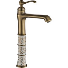 LPD Seramik Desenli Çanak Banyo Lavabo Bataryası Antik