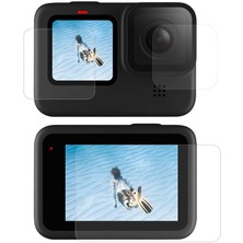 Telesin Gopro HERO10 - Hero9 Black İçin Temperli Kırılmaz Cam Filmi Ön Ekran + Arka Ekran + Lens
