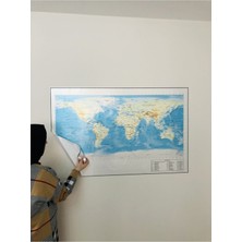 Dünya Fiziki Haritası Dekoratif Dünya Haritası Akıllı Kağıt Tahta 116X75 cm