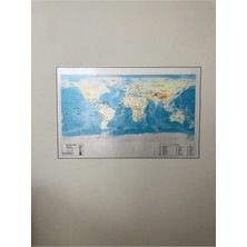 Dünya Fiziki Haritası Dekoratif Dünya Haritası Akıllı Kağıt Tahta 116X75 cm