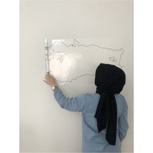  Dilsiz Türkiye Haritası Yazı Tahtası Akıllı Kağıt Tahta Statik Tutunabilir Kağıt + Kalem 114X48 cm