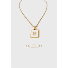Jewel P Harfi Kare Gold Altın Kaplama Kolye