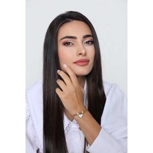 Jewel P. Model Asansörlü Pırlanta Kalpli Taş Gold Altın Kaplama Bileklik
