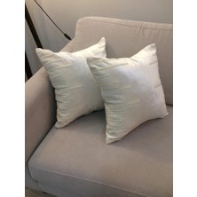 Finezza Pearl İncili Kadife Kumaş Krem Kırlent 43*43 cm İkili - 814
