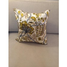 Finezza Gardens Çiçek Baskılı Pamuklu Kumaş Krem/Yeşil Kırlent 45*45 cm   - 811