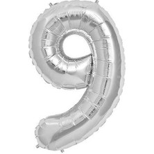 Acar Süs Folyo Balon Rakam 9 Gümüş 40 Inc ( 100 cm )