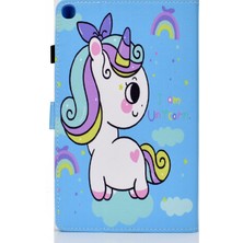 GZPLZ Samsung Galaxy Tab A7 10.4 Için Desen Deri Kılıf (2020) Rainbow Unicorn (Yurt Dışından)