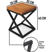 Flora Wood Exclusive Çapraz Ayak Doğal Ahşap Masif Sehpa 45 x 35 x 35 cm