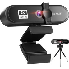 4 K 8mp Hd Autofocus Web Kamera ile Tripod, Dahili Mikrofon, Dizüstü Bilgisayar Video Oyunu Için - 4K Siyah(Yurt Dışından)