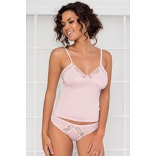 Pierre Cardin Kadın Dantelli Penye Atlet Külot / Kaşkorse Set - 350 Pudra