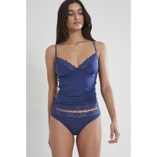 Pierre Cardin Kadın Dantelli Penye Atlet Külot / Kaşkorse Set - 365 Lacivert