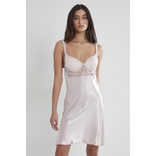 Pierre Cardin Kadın Saten Dantelli Gecelik 665 Pudra