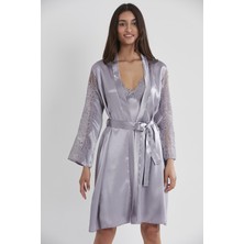 Pierre Cardin Kadın Saten Dantelli Gecelik & Sabahlık Takım - 4025 Royal