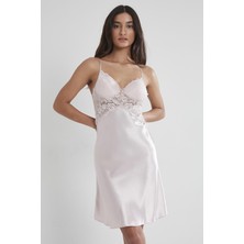 Pierre Cardin Kadın Saten Dantelli Gecelik 608 Pudra