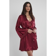 Pierre Cardin Saten Dantelli Gecelik & Sabahlık Takım - 4090 Bordo