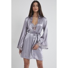 Pierre Cardin Saten Dantelli Gecelik & Sabahlık Takım - 4090 Royal