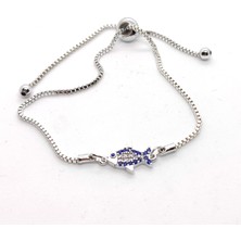 X-lady Accessories Gümüş Renk Zirkon Taşlı Balık Asansör Bileklik