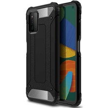 Caseart Samsung Galaxy A03S Kapak Çift Katmanlı Zırh Tank Kılıf - Siyah
