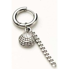 The Collection Unisex Gümüş Deniz Kabuğu Figürlü Çelik Küpe