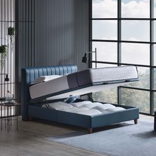 Yataş Power Up Motorlu Baza Başlık Set 140x200 cm -  Lacivert (Ceviz Ayak)