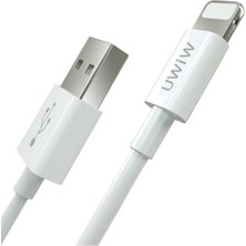 Wiwu iPhone 11 Pro Max Uyumlu Lightning Premium Şarj Data USB Kablo 2m Beyaz