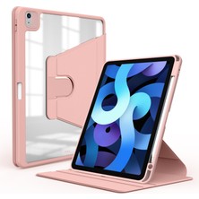 AktarMobile iPad Air 4. Nesil 2020 Uyumlu Kılıf 360° Dönebilen Kalem Bölmeli Standlı Akıllı Kapak Premium Pudra