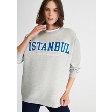 Mavi Istanbul Baskılı Gri Sweatshirt