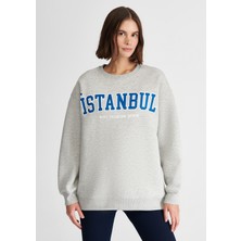 Mavi Istanbul Baskılı Gri Sweatshirt