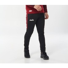 Diadora Ritim - Erkek Likralı Siyah-Bordo  Eşofman Altı - Ritimalt
