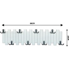 Mavienerji Beyaz Ahşap Duvar ve Kapı Askısı Elbise Askılık Çit Model 8 Askılı