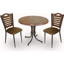 Dockers Buket Werzalit Yuvarlak Esb-Merdiven 2li Mutfak Masa Takımı - Antik Dark Kahve