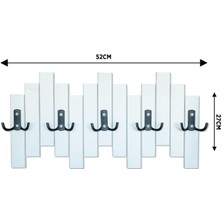 Mavienerji Beyaz Ahşap Duvar ve Kapı Askısı Elbise Askılık Piyano Model 5 Askılı