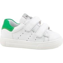 Kids A More Papillon Çift Cırtlı Deri Unisex Çocuk Ayakkabı Beyaz-Yeşil