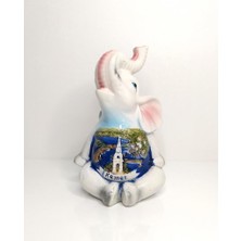 Hd Marketim Kemer Yazılı Seramik Fil Biblo Masaüstü Süsü Obje Bereket 10363