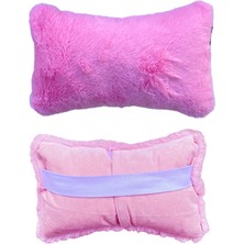 Oto Aksesuarcım Yumuşak Peluşlu Ortopedik Araba Seyahat Boyun Yastığı 2'li Pembe