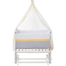 Babycom Anne Yanı 50X90 Beyaz Beşik + Sarı Biyeli Uyku Seti
