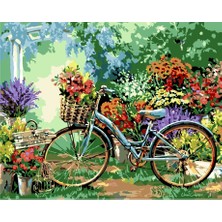 Womb Hobby Bisiklette Çiçek Kokusu Sayılarla Boyama Seti 40X50 cm (Tuvale Gerili)