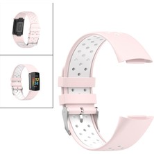 Prettyia Çift Renkler Silikon Watchband Soft Fitbit Charch5 Pembe Beyaz Için Yumuşak (Yurt Dışından)