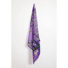 Lila Rosa Van Gogh Desenli Bandana Fular